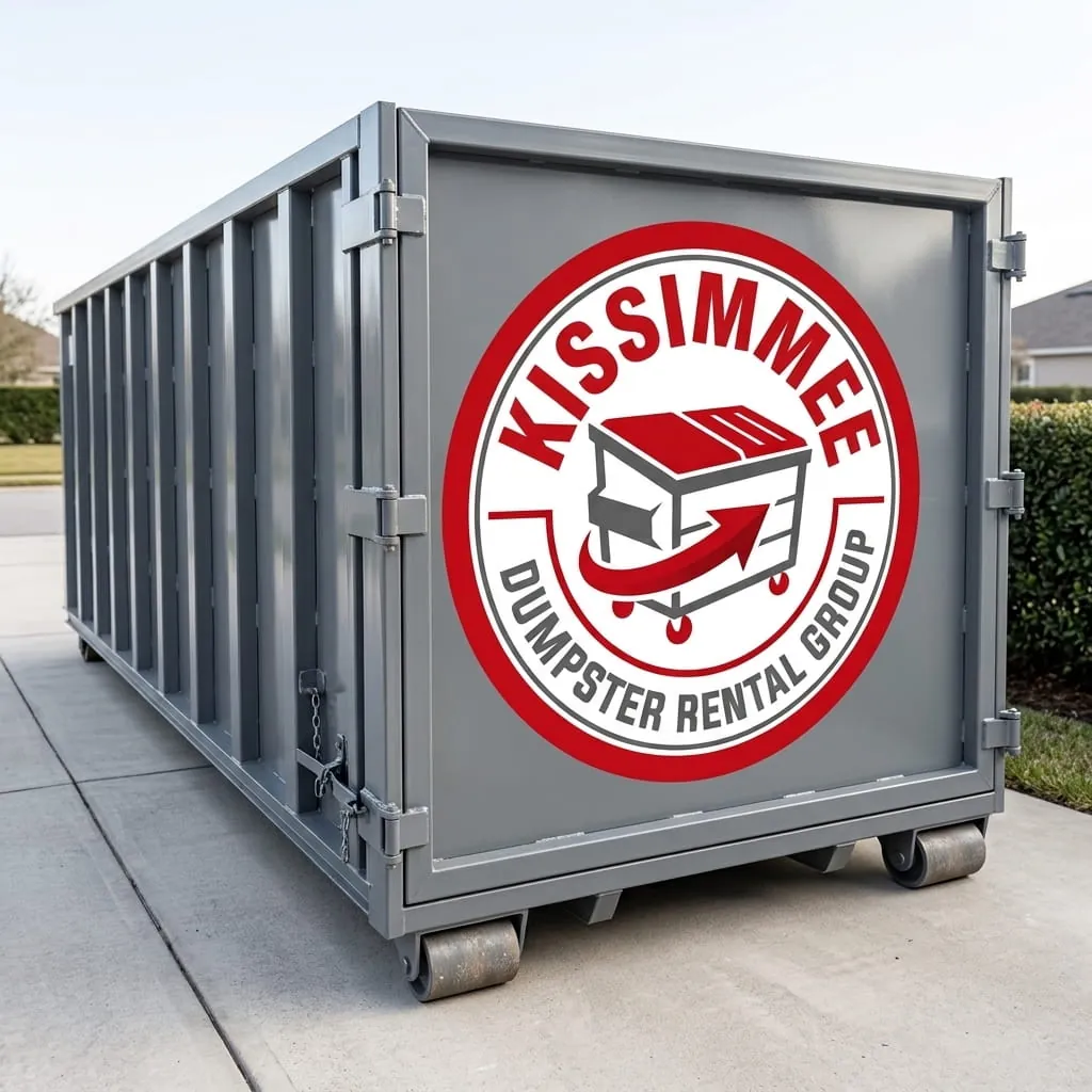 Kissimmee Dumpster Rental Group roll-off container and truck working a job in Osceola County Kissimmee Dumpster Rental Group roll-off container and truck working a job in Osceola County